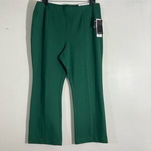 Rafaella Women's XL Green Flare Bottom Pants Casual Elastic Waist